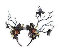 minkissy Deer Antler Flower Headbands - Vintage Butterflies Branch Elk Horn Headband Deer Antlers Headpiece Photo Props for Halloween Christmas