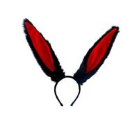minkissy Delicate Bunny Ear Headband Cosplay Prop for Costume Parties Lovely Black Fur with Red Lining Hairband Festive Animal Ear Accessory for Adults