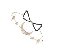 minkissy Delicate Crown Wedding Hair Accessory Rhinestone Tiara with Stars and Moon Design Bridal Headpiece for Bride Bridesmaids Engagement Party