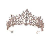 minkissy Delicate Crystal Crown Wedding Hair Decor Chic Style Headdress for Bride Vintage Gold Tone Elegant Bridal Hairpiece