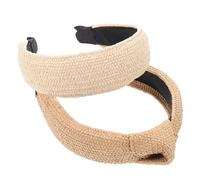 minkissy Delicate Raffia Headbands 2pcs Set, 5cm Wide Knotted and Straight Edge Designs, Natural Beige and Cream Colors, Lightweight Hair Accessories for Women’s Festival, Party, and Face