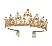 minkissy Delicate Rhinestone Bridal Tiara Crown for Weddings and Birthday Parties Lightweight Durable Gold Princess Headpiece for Bride and Bridesmaids
