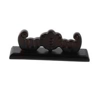 minkissy Desktop Bamboo Flute Holder Classic Wood Display Rack for Woodwind Instruments Elegant Storage for Two Bamboo Flutes Intricate Relief Design for Music Rooms and Home Decor