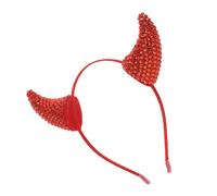 minkissy Devil Horns Headband Rhinestones Red Demon Costume Hairband for Halloween Party Accessories Sparkling Cow Horns Headpiece for Cosplay