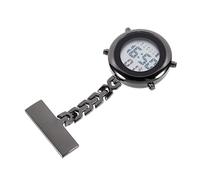 minkissy Digital Nurse Fob Watch with Comfortable Glass and Alloy Material, Secure Safety Pin, Black Colour, for Nurse's Daily Work and Christmas