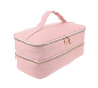 minkissy Double-Layer Pink Hair Tools Travel Bag for Stylist with Elastic Organizer Straps Compatible with Shark Flex Style Dryer Portable Hair Dryer Case and Curling Storage Padded