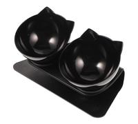 minkissy Double Pet Bowls for Cats and Dogs Elevated Feeder with Anti-slip Base for Comfortable Eating at Home Neck Protection Design Black