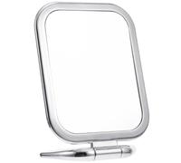 minkissy Double Sided Magnifying Makeup Mirror - Square Foldable Beauty Mirror Tabletop Small Standing for Girl Women Travel Home Silver