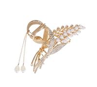 minkissy Ear of Wheat Hair Clips with Pearl Tassels Floral Metal Hair Barrettes Rhinestone Crystal Jaw Clamp for Women and Unique Shark Clip Design