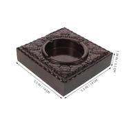 minkissy Ebony Wooden Ashtray Square Vintage Carved Smokeless Smoking Tray with Double Blessing Motif for Indoor Outdoor Home Office Decoration Gift for Men