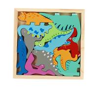 minkissy Educational Wooden Dinosaur Jigsaw Puzzle for Interactive Plaything with Smooth Surface Fall-resistant Puzzle for Concentration and Cognitive Development
