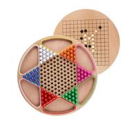 minkissy Educational Wooden Gobang and Chinese Checkers Logic Board Game for Family Party and Travel Enhances Memory and Thinking Skills