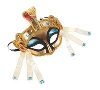 minkissy Egyptian Style Half Face Halloween Mask for Women Unique Cosplay Prop with Beaded Cobra Headband Party Accessory Lifelike Design Fits