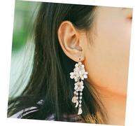minkissy Elegant Ancient Style DIY Hair Clip and Earring Charms for Durable Handmade Flower Bead Pendants Dual Use Tassel Dangles for Womens Hair Clip Decoration and Earring Accessories