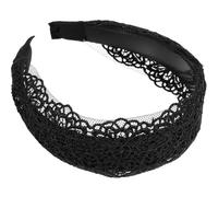 Minkissy Black Lace Hair Hoop Broadside Lace Headband Wide Hair Hoop Floral Lace Headband Gothic Lace Headband for Women Girls (Black)