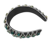minkissy Elegant Baroque Style Rhinestone Headband for Women with Padded Sponge Base, Comfortable Wearing Experience, Unique Green Hair Accessory for Parties and Taking Photos