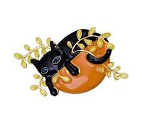 minkissy Elegant Black Cat Brooch Zinc Alloy Animal Pin for Women Cartoon Cat Shape Clothes Badge Decorative Accessory for Daily Wear and Gatherings