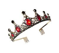 minkissy Elegant Black Red Crown Bridal Accessory Fashion Headwear for Wedding Guest Photography Props Tiara for Women