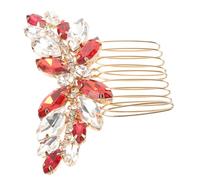 minkissy Elegant Bridal Headpiece Red Rhinestone Hairpin Side Combs for Women's Hair