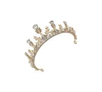 minkissy Elegant Bridal Rhinestone Pearl Crown Tiara Wedding Headpiece for Women