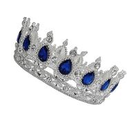 minkissy Elegant Bride Crown Tiara Headpiece Silver and Blue Fashion Headwear for Weddings Parties and Proms Unique Wedding Dress Accessories for Women