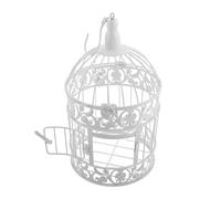 minkissy Elegant European Iron Decorative Birdcage with Unique Birdcage Shape and Easy to Clean Finish, White Artistic Bird Cage Ornament for Photography Prop and Home Decor