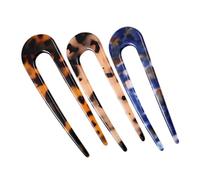 minkissy Elegant French Hair Pin Set 3 Pieces Acetate Clip u Shape Pins for Women's Hair Accessories