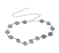minkissy Elegant Metal Body Chain for Women with Agate Decoration Stylish Waist Belt Fashionable Retro Design for Various Occasions Versatile Silver Color Unique Statement for Personal