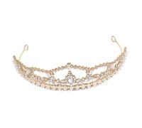 minkissy Elegant Metal Rhinestone Crown Headdress for Bride Wedding Prom Pageant Vintage Baroque Style Shiny Tiara with Pearls Delicate Charming Design for Women