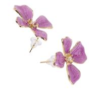 minkissy Elegant Pastel Flower Earrings Gold Purple Statement Ear Studs for Women Lightweight Bohemian Floral Jewelry Girlfriend Sister Birthday Christmas
