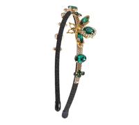 minkissy Elegant Rhinestone Alloy Headband for Women Delicate Baroque Style Hair Ornament with Green Crystals Chic Daily Hairwear Accessory for Bridal and Casual Use