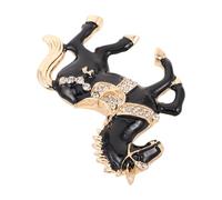minkissy Elegant Rhinestone Enamel Horse Brooch Pin, Chinese 2026 Zodiac Year the Horse Lapel Pin, Black Alloy Wear-resistant Brooch for Parties and Evening Events