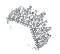 minkissy Elegant Rhinestone Pearl Tiara Bridal Headwear Baroque Style Wedding Crown Strong Grip