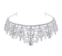 minkissy Elegant Rhinestone Tiara Crown Hair Accessory for Brides Lightweight Zinc Alloy Bridal Headband Comfortable to Wear Suitable for Pageant and Birthday Events