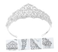 minkissy Elegant Silver Alloy Wedding Crown Tiara Headpiece with Rhinestone Decoration, Bridal Hair Accessory for Brides and Bridesmaids, for Anniversary and Birthday Celebrations