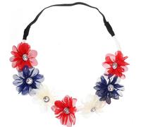 minkissy Elegant Simulated Flower Headband for Women, Skin-friendly Cloth Material Red, Blue, and White Garland Design, Fits Most Head Circumferences, for Theme Parties and Weddings