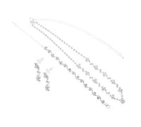 minkissy Elegant Women Rhinestone Jewelry Lightweight Necklace Bracelet Earrings Trio for Weddings Proms Formal Parties
