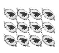 minkissy Embossed Alloy Crow Pendant Charms 12Pcs Gothic Halloween Jewelry Making Supplies for DIY Necklace Craft and Party Accessories
