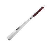 minkissy Ergonomic Long Handle Shoe Horn with Comfortable Slip Wooden Grip for Men Women Elderly Pregnant Travel Compact Stainless Steel Shoe Insert Tool