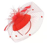 minkissy Fascinators Hats 20s 50s Hat Pillbox Hat Cocktail Tea Party Headwear with Veil Photo Props for Girls and Women Red
