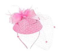 minkissy Fascinators Hats with Veil Plumage 1920s 50s Hat Cocktail Flower Tea Party Fascinator Headband for Bride Ladies (Pink)