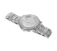 minkissy Fashionable Rhinestone Wrist Watch for Women Strap Quartz Movement Roman Numeral Dial Elegant Silver Decoration Holidays and Birthdays