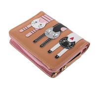 minkissy Faux Leather Slim Wallet Cartoon Cat Change Purse with Snap Button Bifold Card Holder Zippered Coin Purse for Women & Girls
