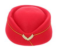 minkissy Flight Attendant Hat Cosplay Uniform Accessory Decorative Pillbox Design for Parties Events Easy to Wear Made with Quality Materials for Use Essential for Stewardess Costume