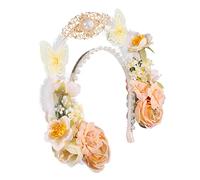 minkissy Floral Crown Headpiece for Women Elegant Flower Headband for Cosplay Festivals Weddings Photography Vintage Lolita Style with Leaves Flowers