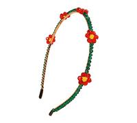 minkissy Floral Crystal Headband Red Flower Headband Girls Hair Accessories Banquet Decor Floral Headdress