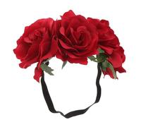 minkissy Floral Hairband Women Headwear Christmas Wreath Hair Accessories Red Flower Garland