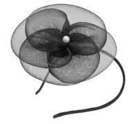minkissy Floral Mesh Veil Fascinator Headband Elegant Wedding Hair Clip with Pearls for Brides and Bridesmaids for Tea Parties Anniversaries and Special Occasions