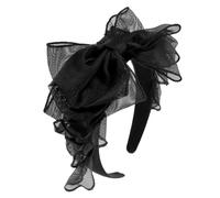 minkissy French Vintage Black Bow-knot Headband with Lace Wide Edges Lightweight Comfortable Women Hair Decor for Wedding Party Cosplay Engagement Stylish Headwear