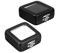 minkissy Gemstone Display Boxes 2pcs Black PU Leather Jewelry Boxes with Lids, Square Jewelry Storage Organizers for Rings and Jewelry, Lint Lining for Home Use